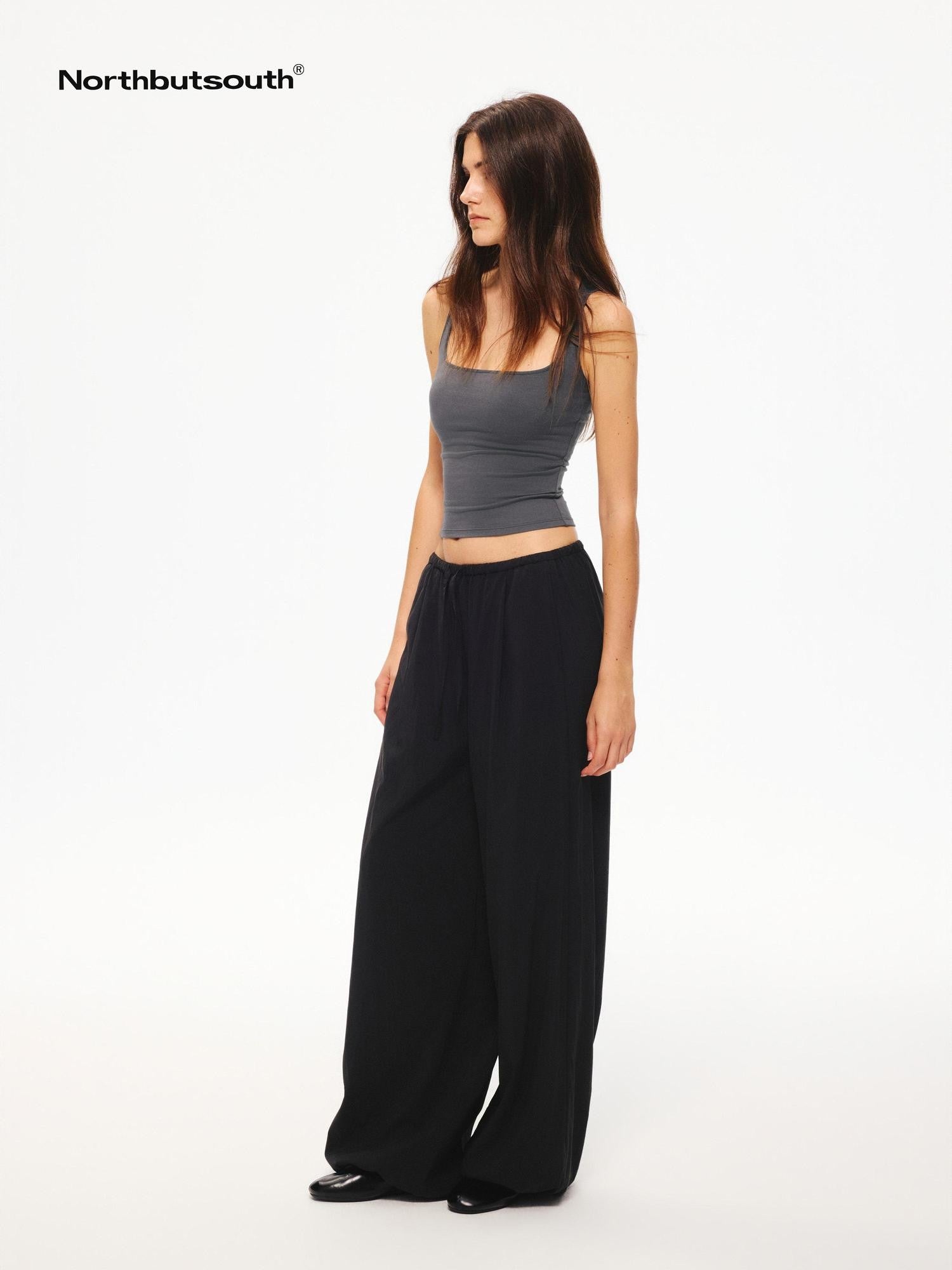 Northbutsouth Black Cooling Elastic Waist Tapered Women&