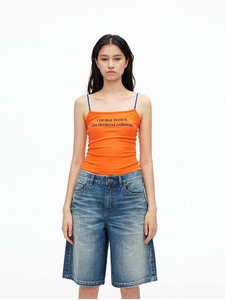 AFTADAWN Contrast Lace Letter Print Halter Slim Elastic Women&