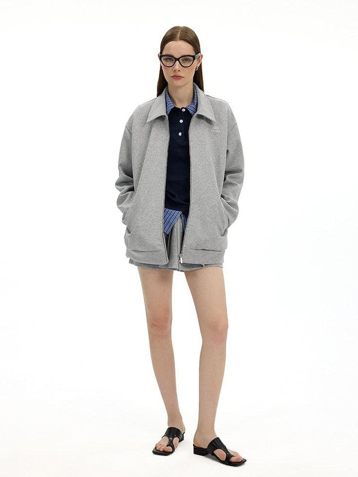 AFTADAWN Gray Air Layer Zip Polo Tulip Skirt Women&