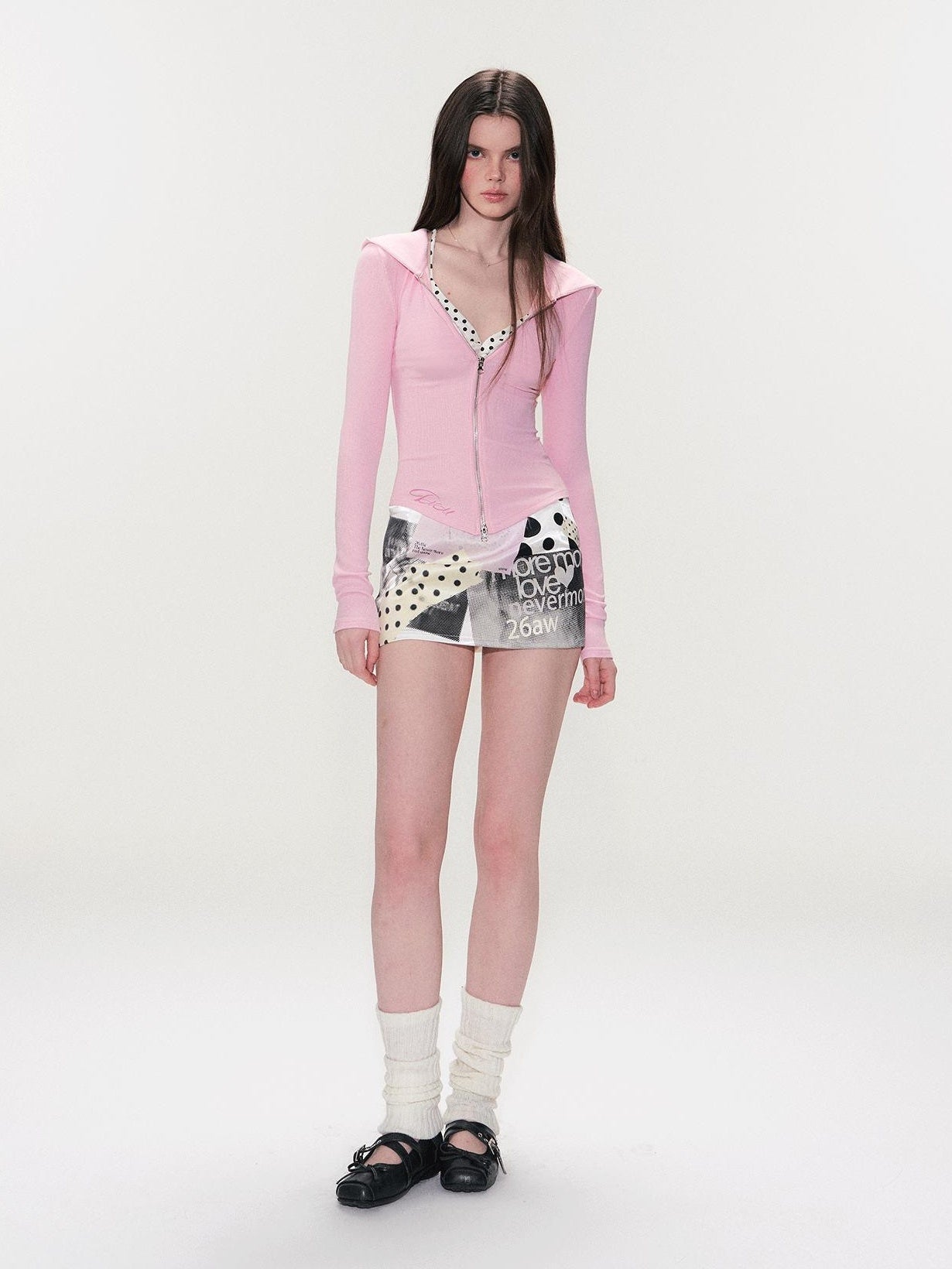 The NeverMore Soft Modal Fabric Sexy Slim Fit Hooded Zip Cropped Pink Women Hoodie
