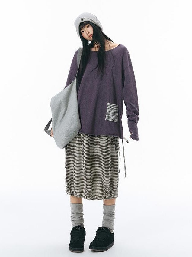 NAPSNAPS Split Cuff Drop Shoulder Knit Women&