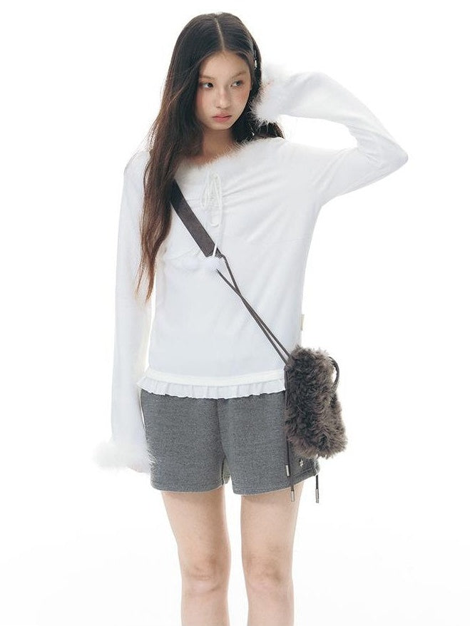 NAPSNAPS Fuzzy Handcrafted Buttonhole Magnetic Crossbody Women&
