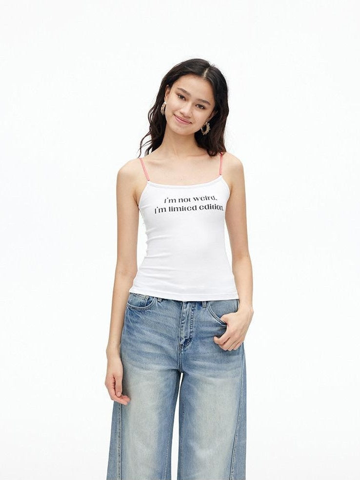 AFTADAWN Contrast Lace Letter Print Halter Slim Elastic Women&