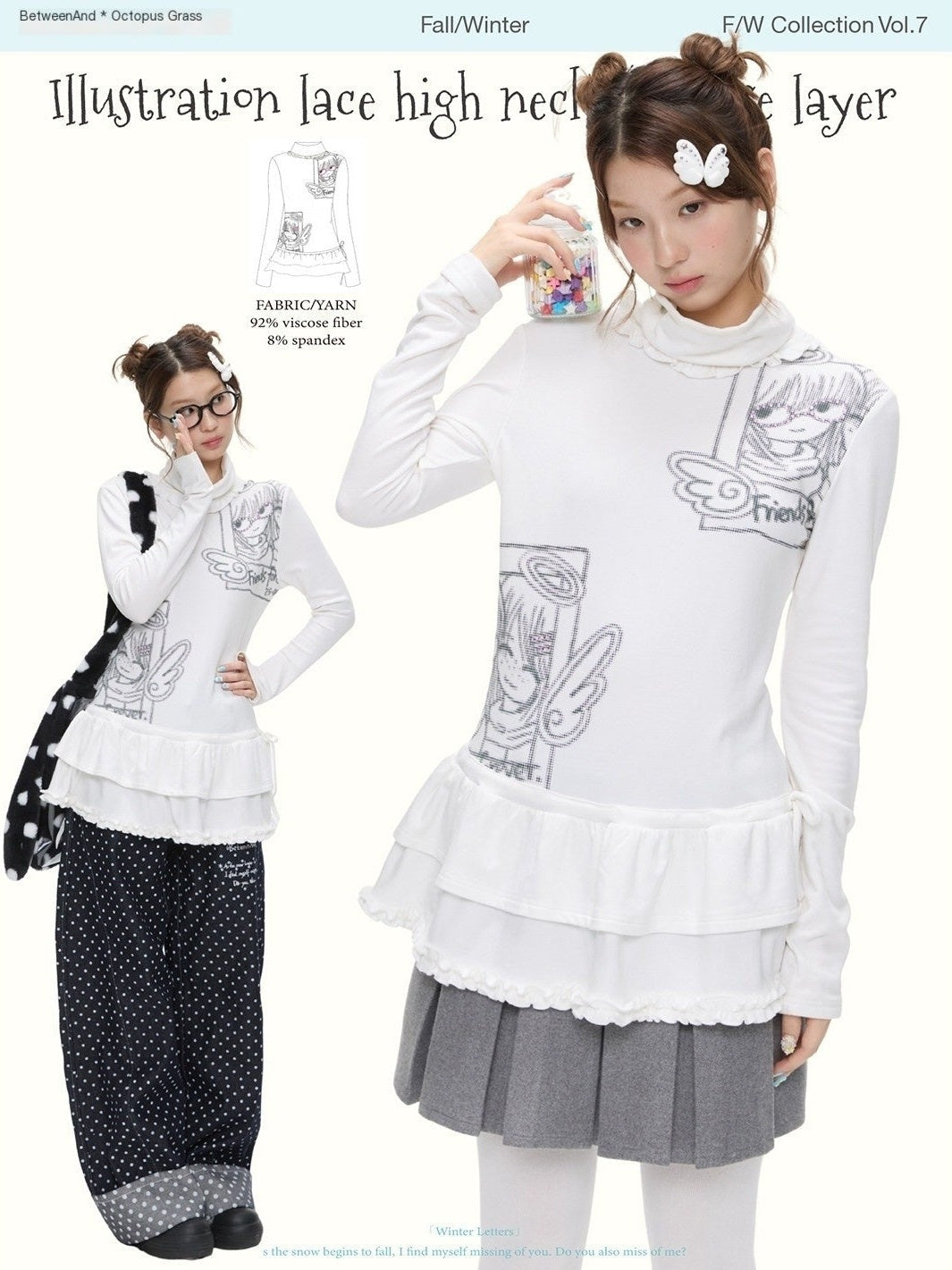BETWEENAND_White_Printed_Lace_Layered_High_Neck_Women&