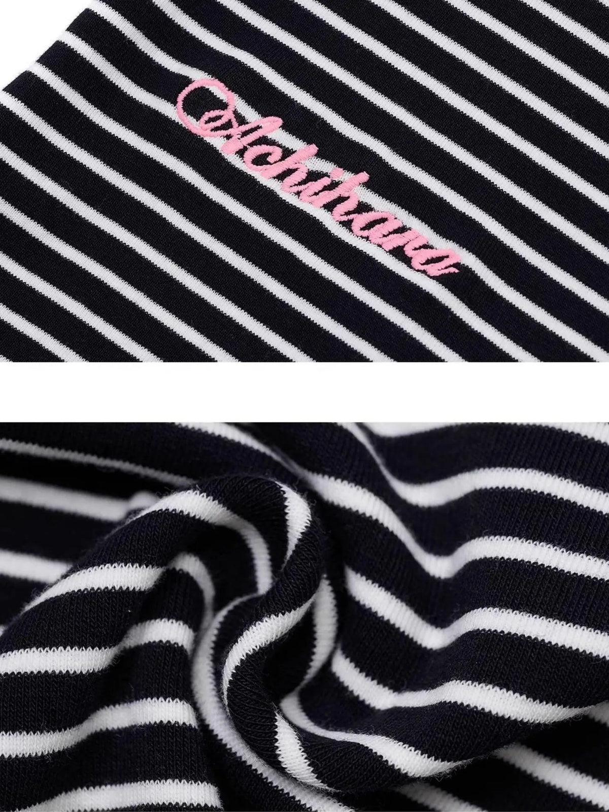 Achihara Fault Stripe Dot Print Tee Retro Vintage Style Cotton Blend
