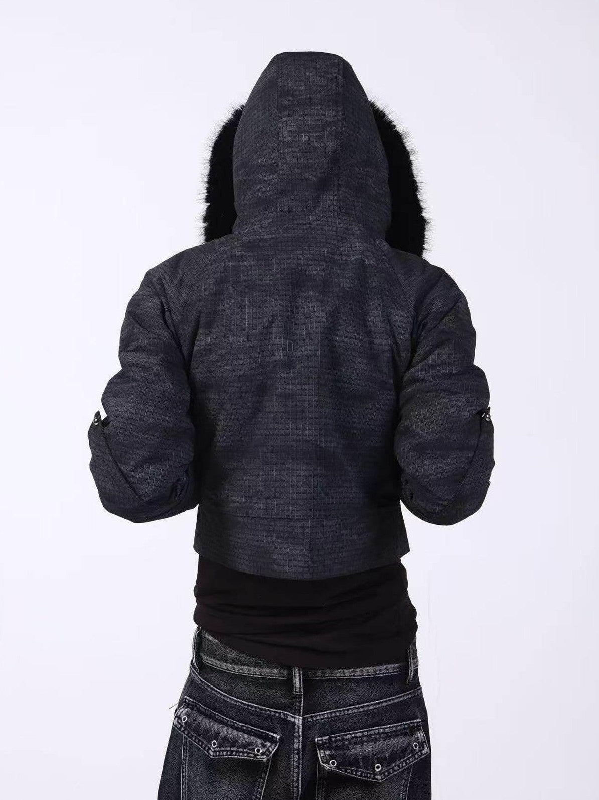DETW onLine Washed Distressed Fur Trim Knight Eagle Women&