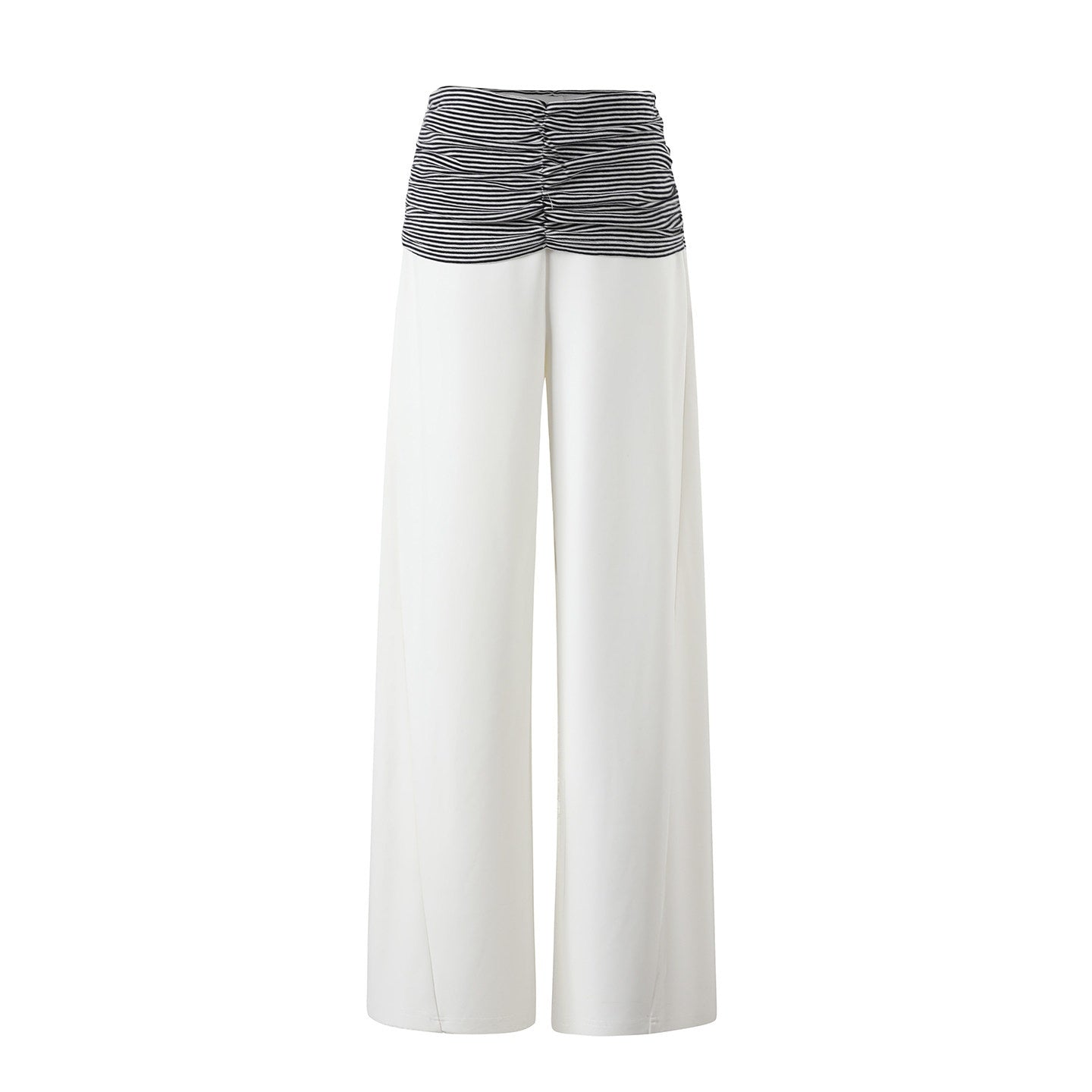 7Shiftin Recycled Fiber Stripe Patchwork Natural Waist Loose Women Wide Leg Pants