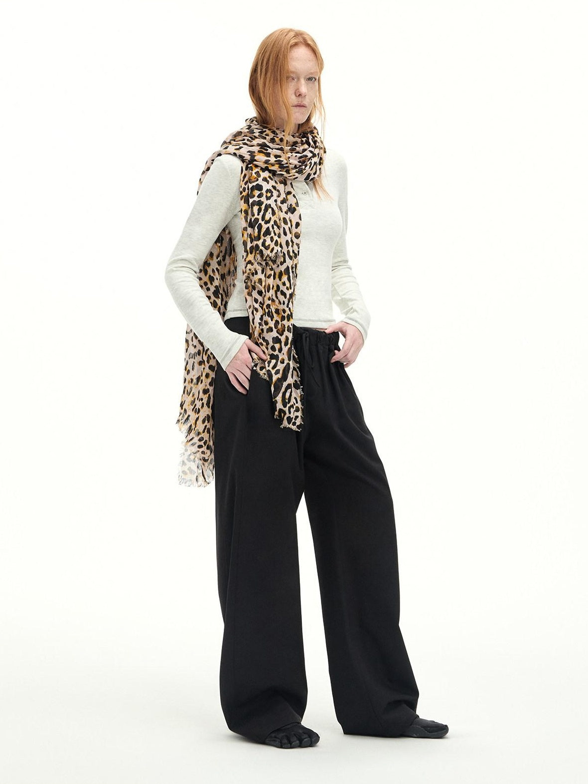 RUN TO THE FUTURE Stretch Wool Blend Casual Wide Leg Drawstring Mid Low Rise Women Black Chinos