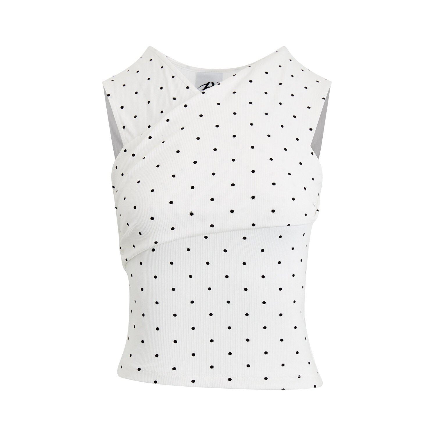 RUN_TO_THE_FUTURE_Original_Design_Slim_Cropped_Polka_Dot_Viscose_Stretch_Women_Tank_Tops_MISSTT