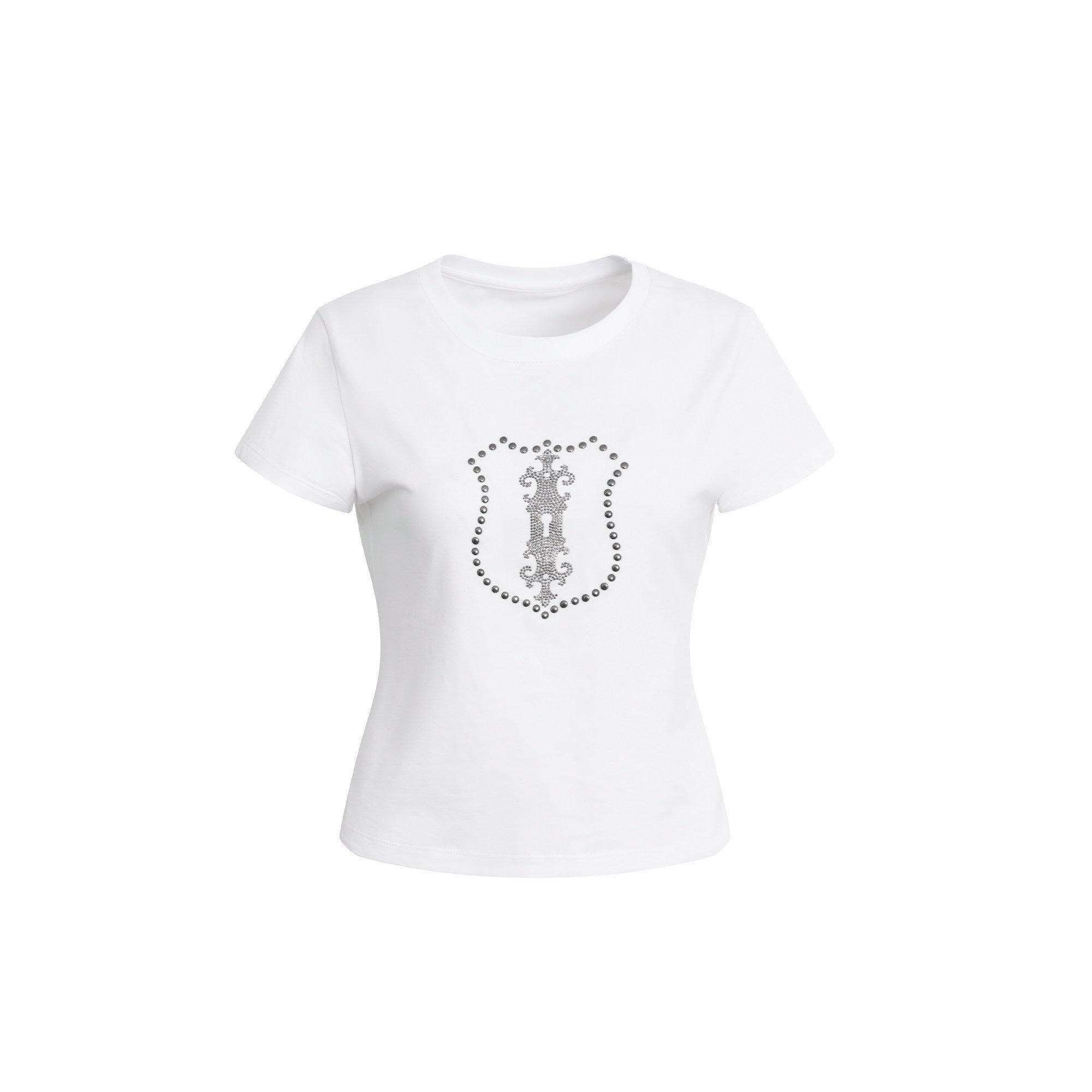 DoublePunch Cropped Hotfix Rhinestone Slim Fit Vintage Women&