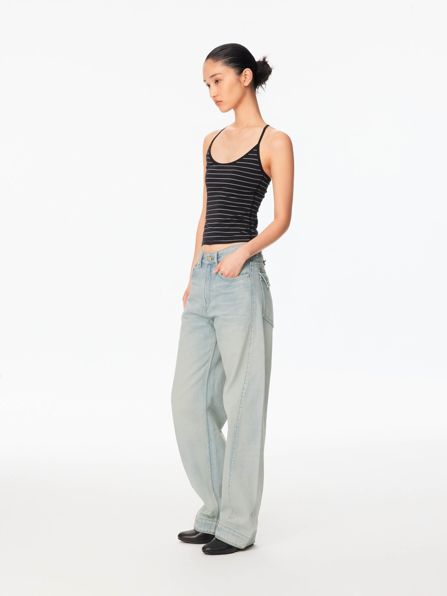 Northbutsouth Light Wash Whisker Cocoon Mid Low Rise Women&