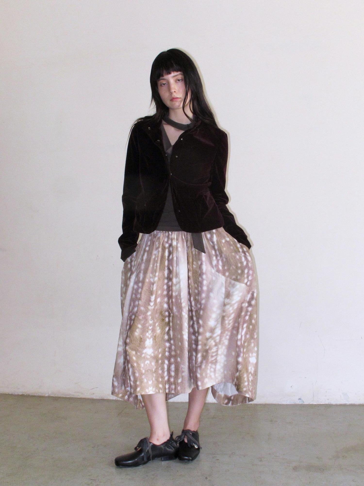 Mito de dar Deer Spot Brown Asymmetric Patchwork Women&