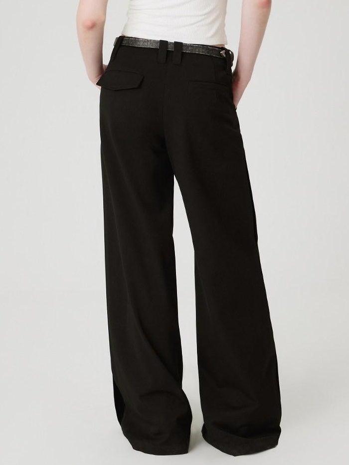 RUN TO THE FUTURE Original Pocketed Low Rise Zip Fly Stretch Black Women Straight Pants