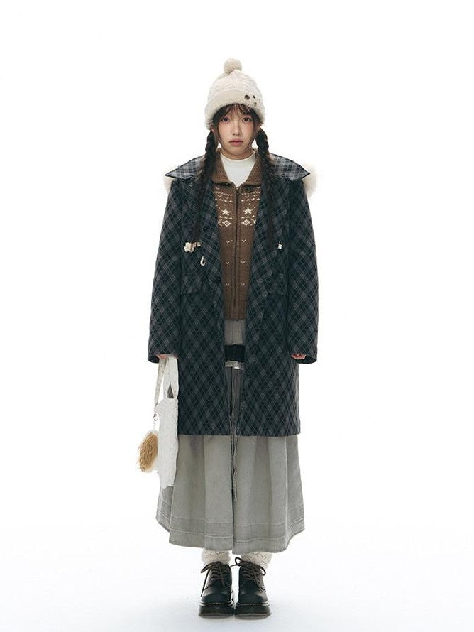 NAPSNAPS Vintage Fair Isle Star Knit Turndown Collar Women&
