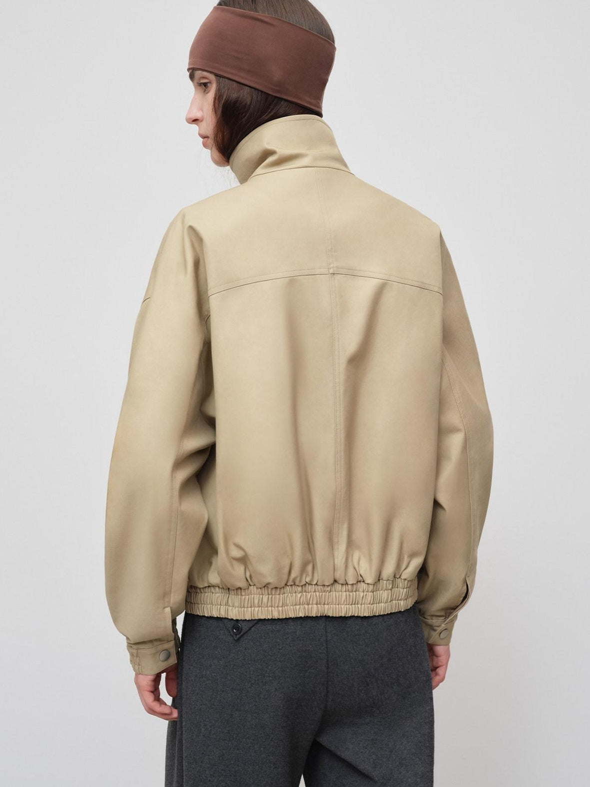 RUN TO THE FUTURE Khaki Cotton Patchwork Barn Style Loose Fit Unisex Zipper Track Jackets