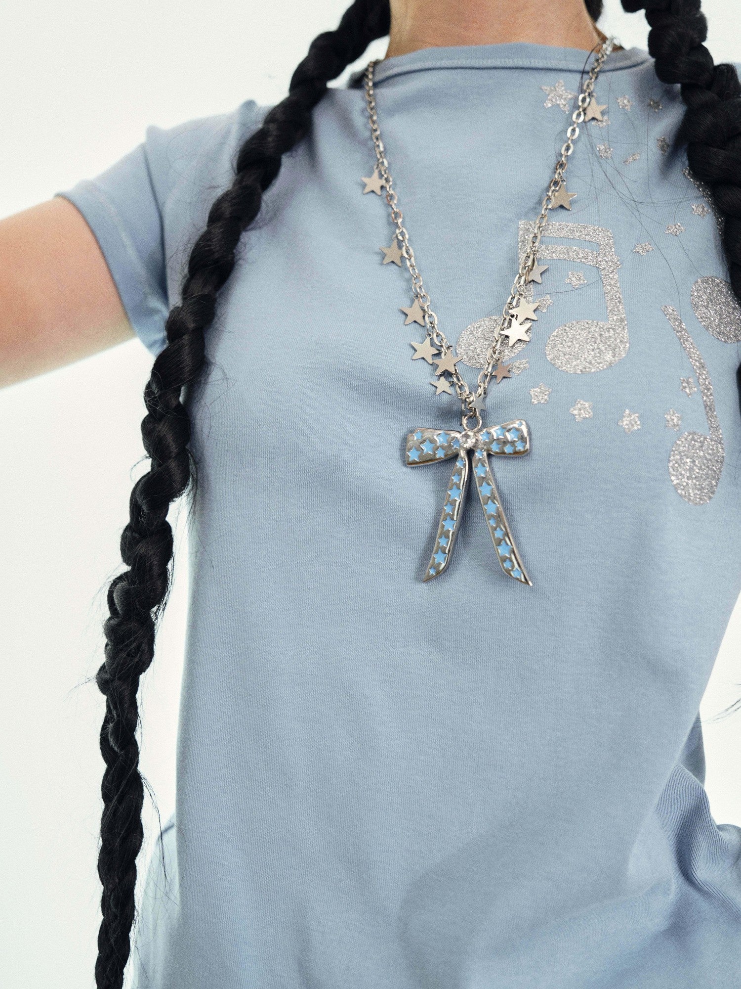 takeabreak Butterfly Bow Blue Star Resin Zircon Long Women&
