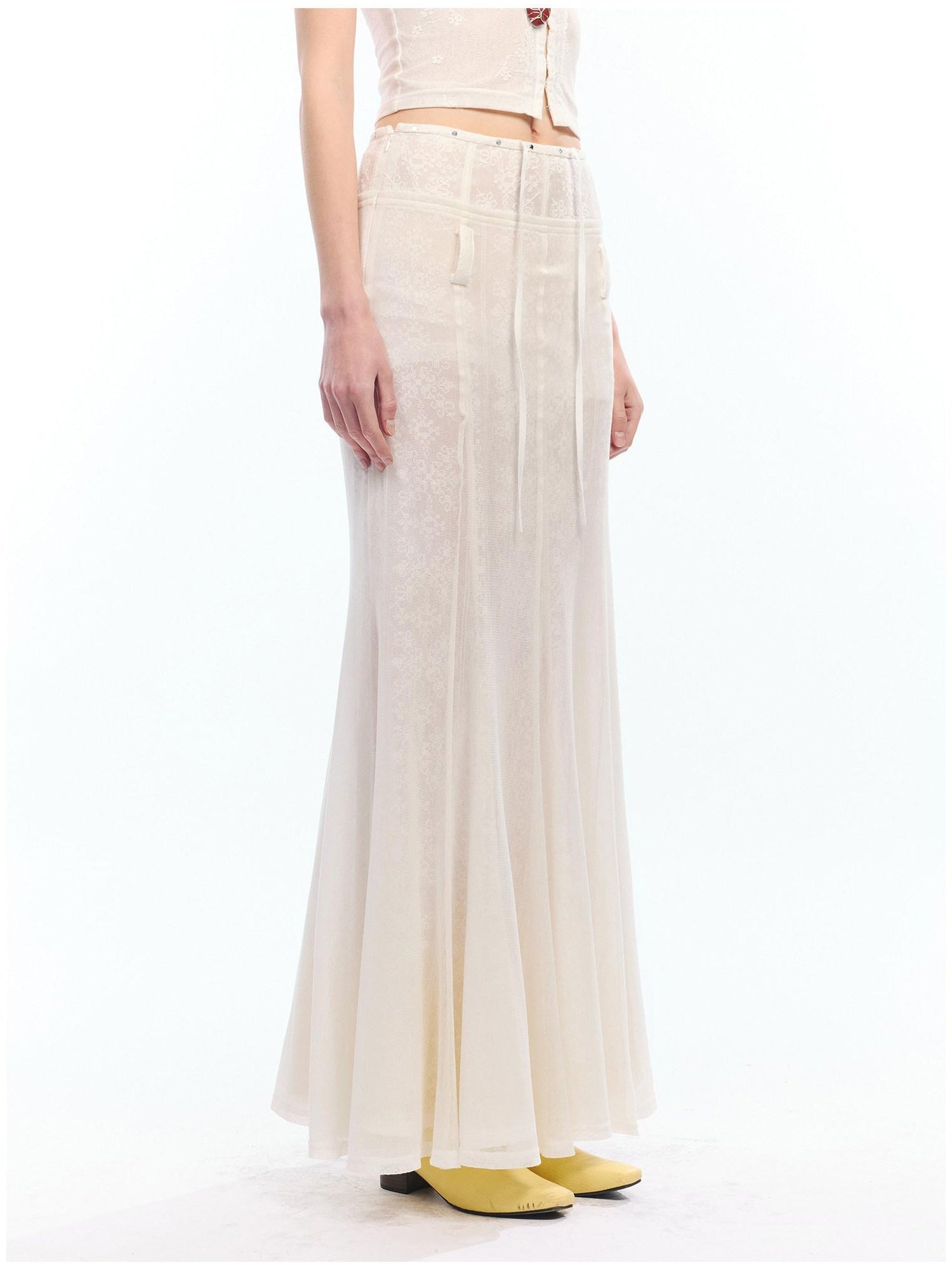 2th Desire High Waist Lyocell Cotton Patchwork Fishtail Tie Waist Women Maxi Skirts