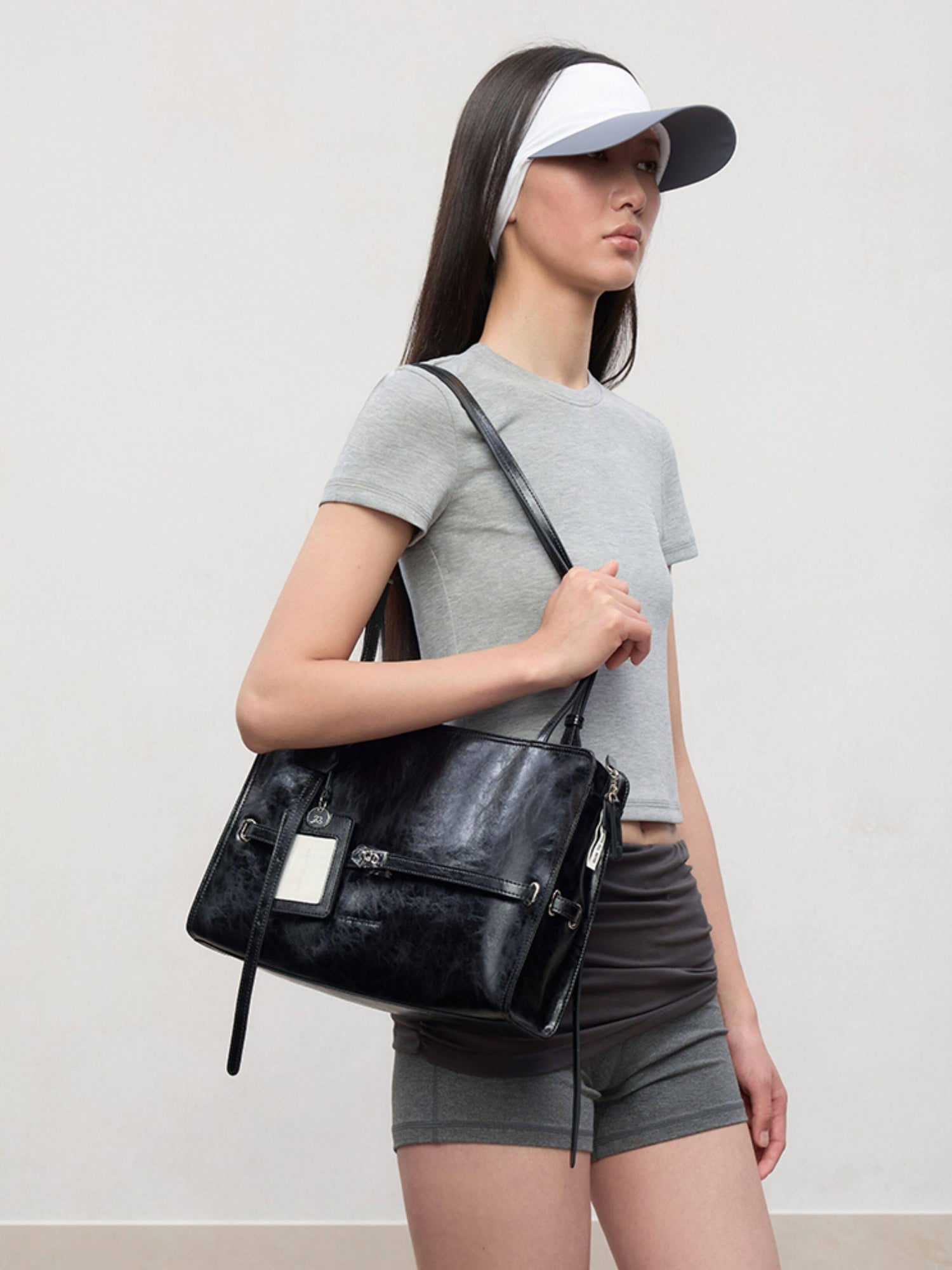 RUN TO THE FUTURE Elegant Light Luxury Black Briefcase Style Women Casual Zipper Shoulder Bags