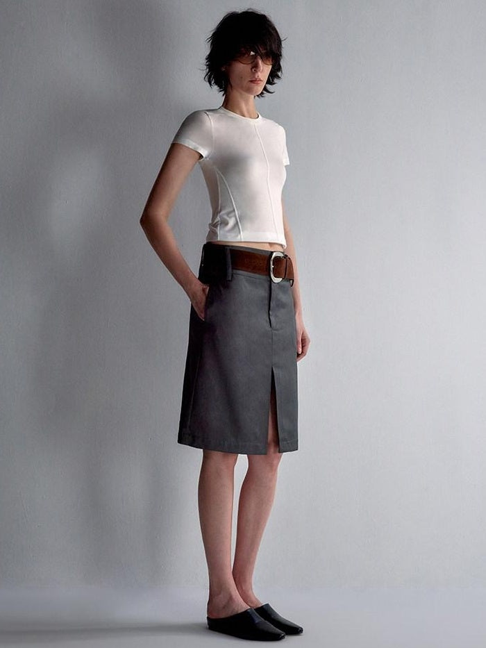 RUN TO THE FUTURE Cooling Lyocell Slim Fit Minimalist Women Office Crew Neck Solid Crop Tops
