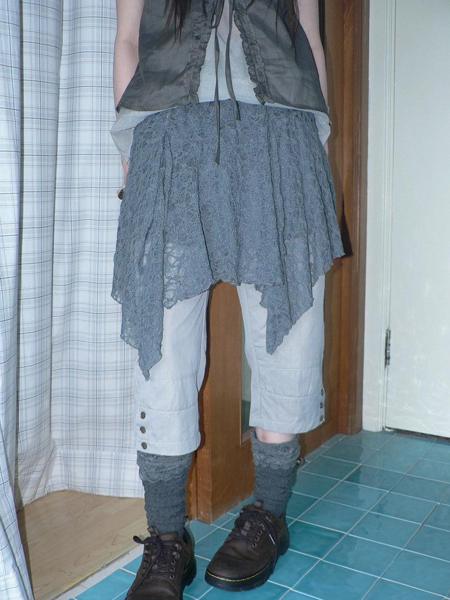ang project Gray Patchwork Gathered Irregular Layered A Line Women&
