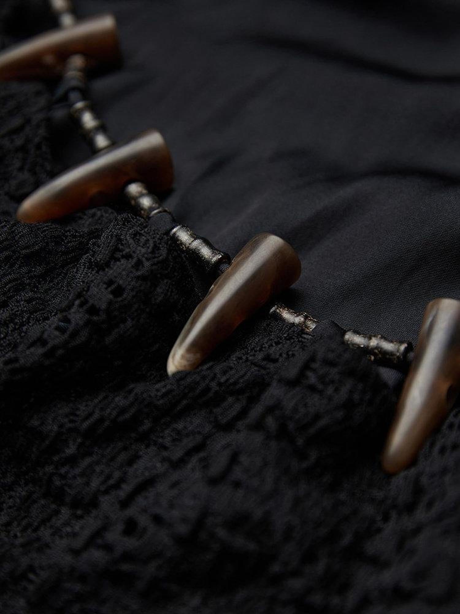 INDULGE Sleek Dark Goth Lace Ribbon H Natural Waist Black Nylon Slip Maxi Dresses