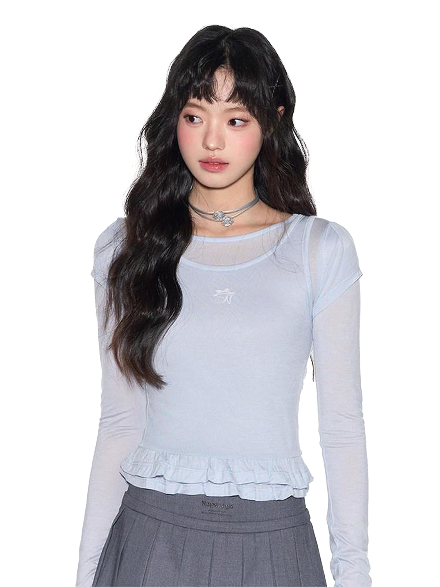 NAPSNAPS Ruffled Sheer Cutout Slim Women&