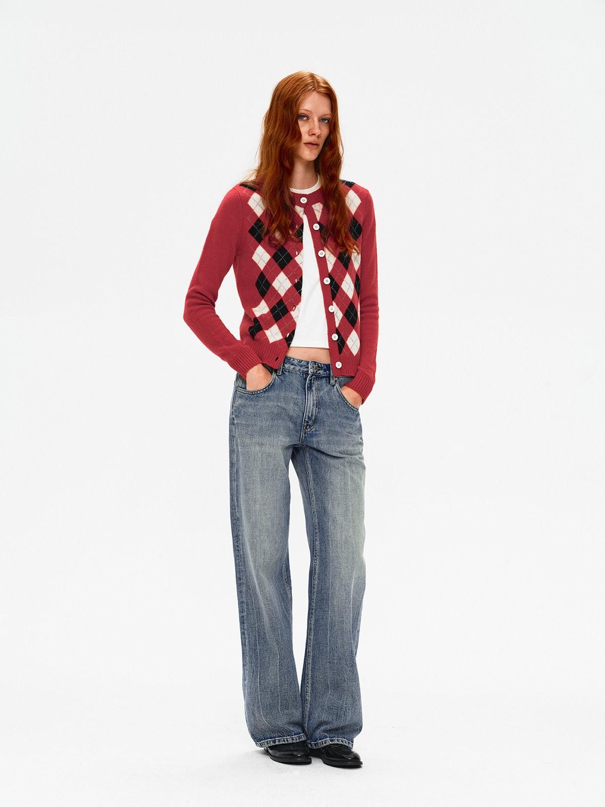 Northbutsouth Three Color Diamond Contrast Slim Fit Women&