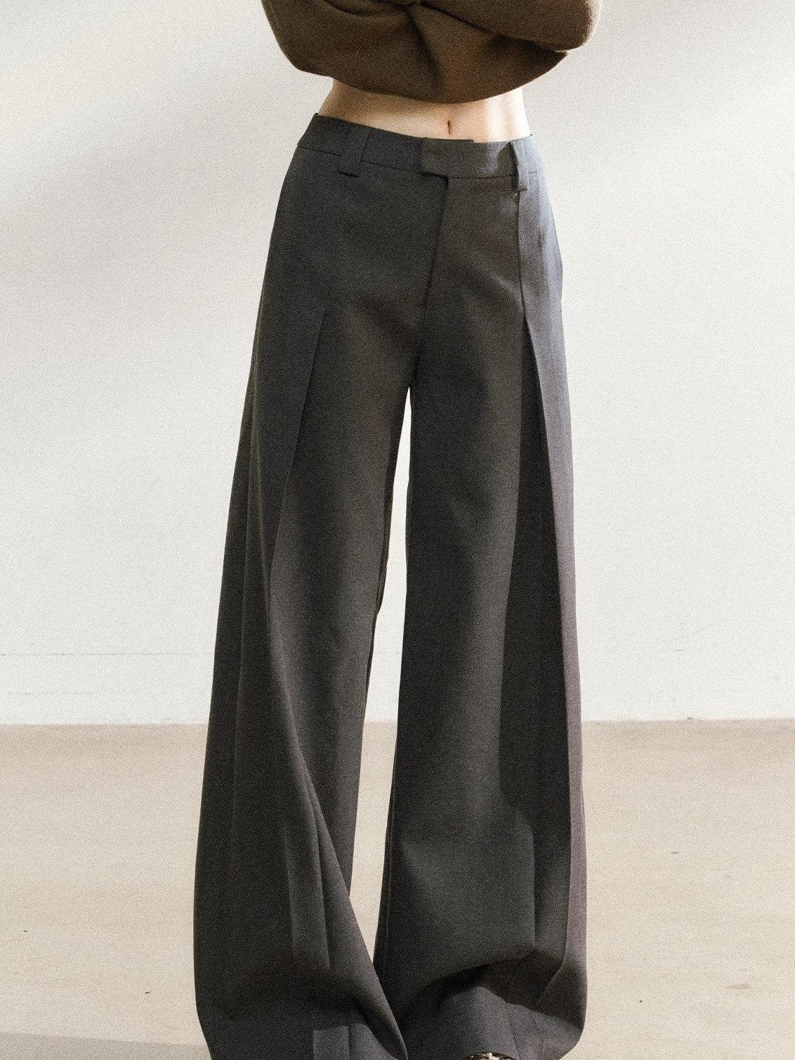 7Shiftin High Waist Commuter Straight Fit Long Dark Gray Teen Girls Straight Pants