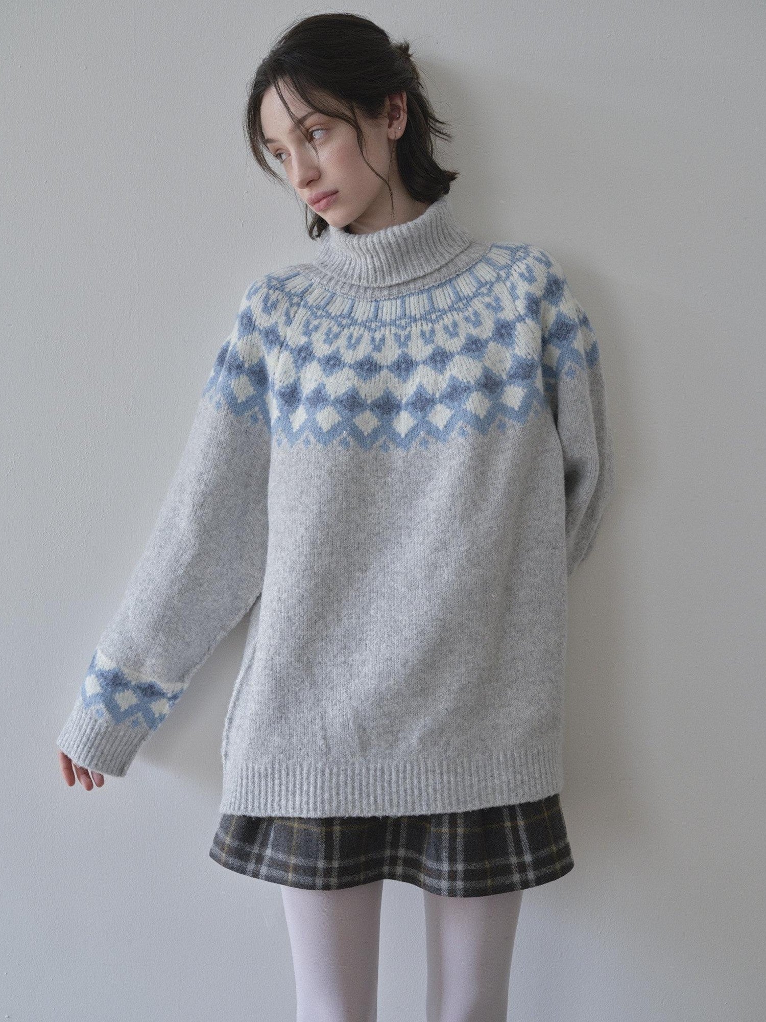 DKZ OFFICIAL Nordic Fair Isle Jacquard Oversized Women&