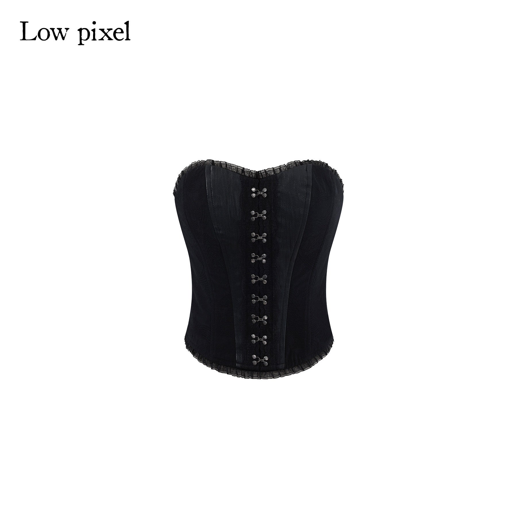 Low pixel Zipper Slim Fit Cotton Streetwear Black Short No Padding Tube Tops