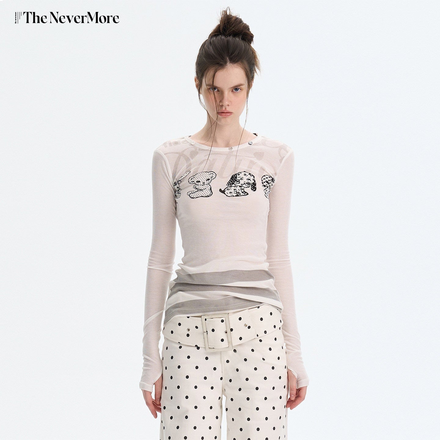 The NeverMore Sexy Slim Fit Drop Shoulder Crew Neck Knit White Grey Long Sleeve T-Shirts
