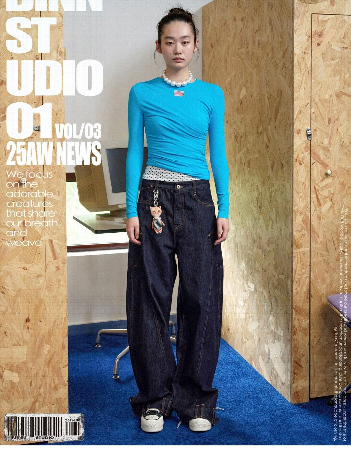 1JINN STUDIO Asymmetric Pleated Crewneck Slimming Women&