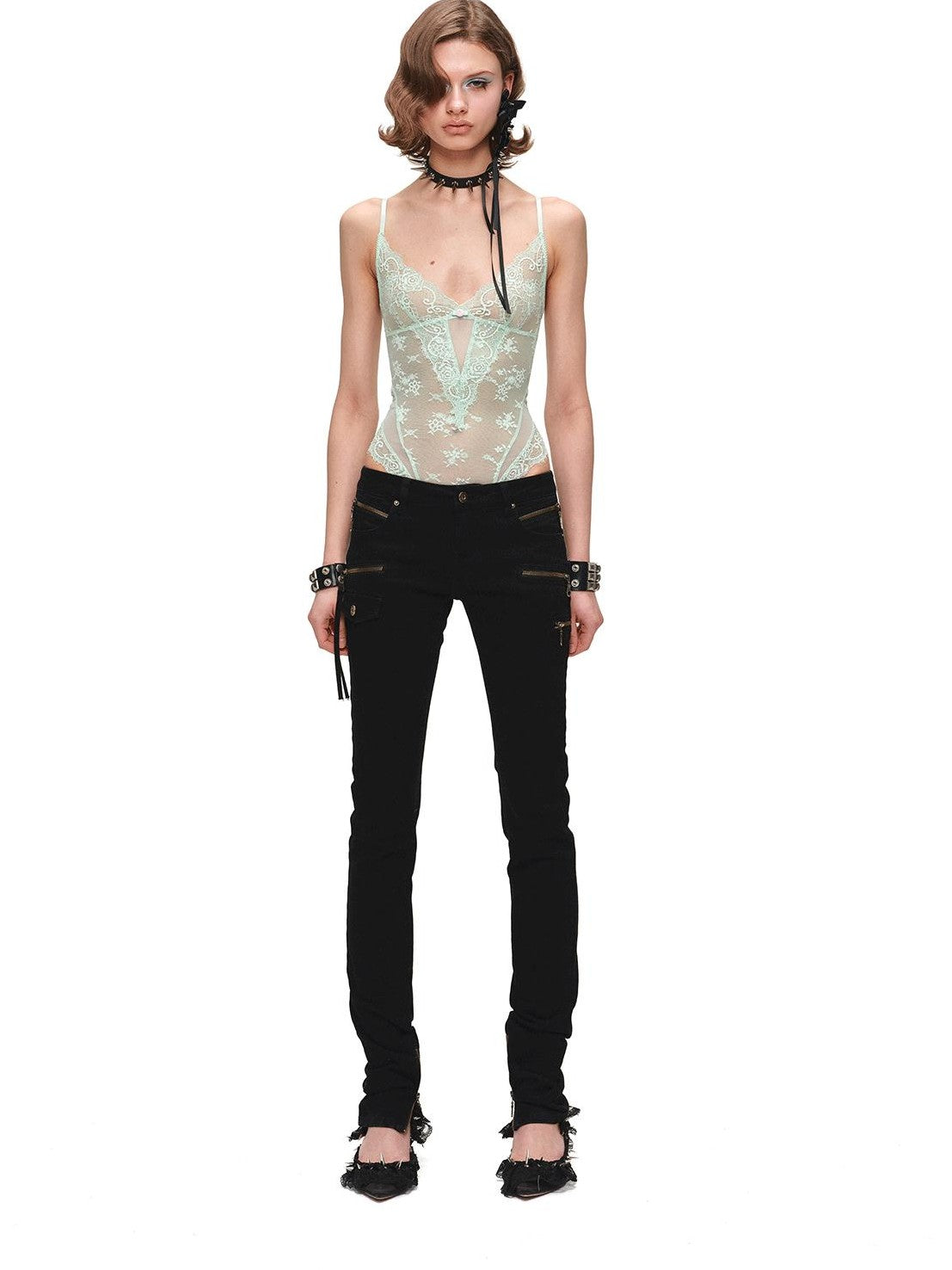 1JINN STUDIO Black Vintage Washed Zipper Low Rise Slimming Women&
