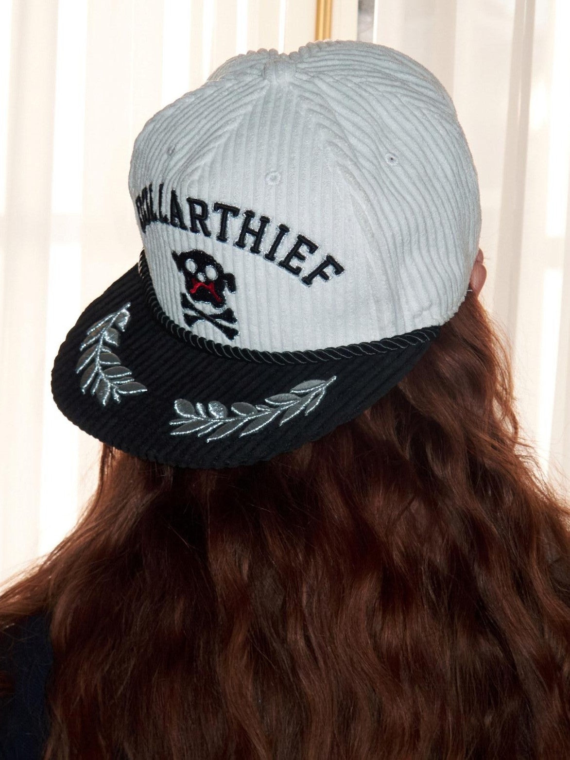 1JINN STUDIO Black White Embroidered Flat Brim Women&