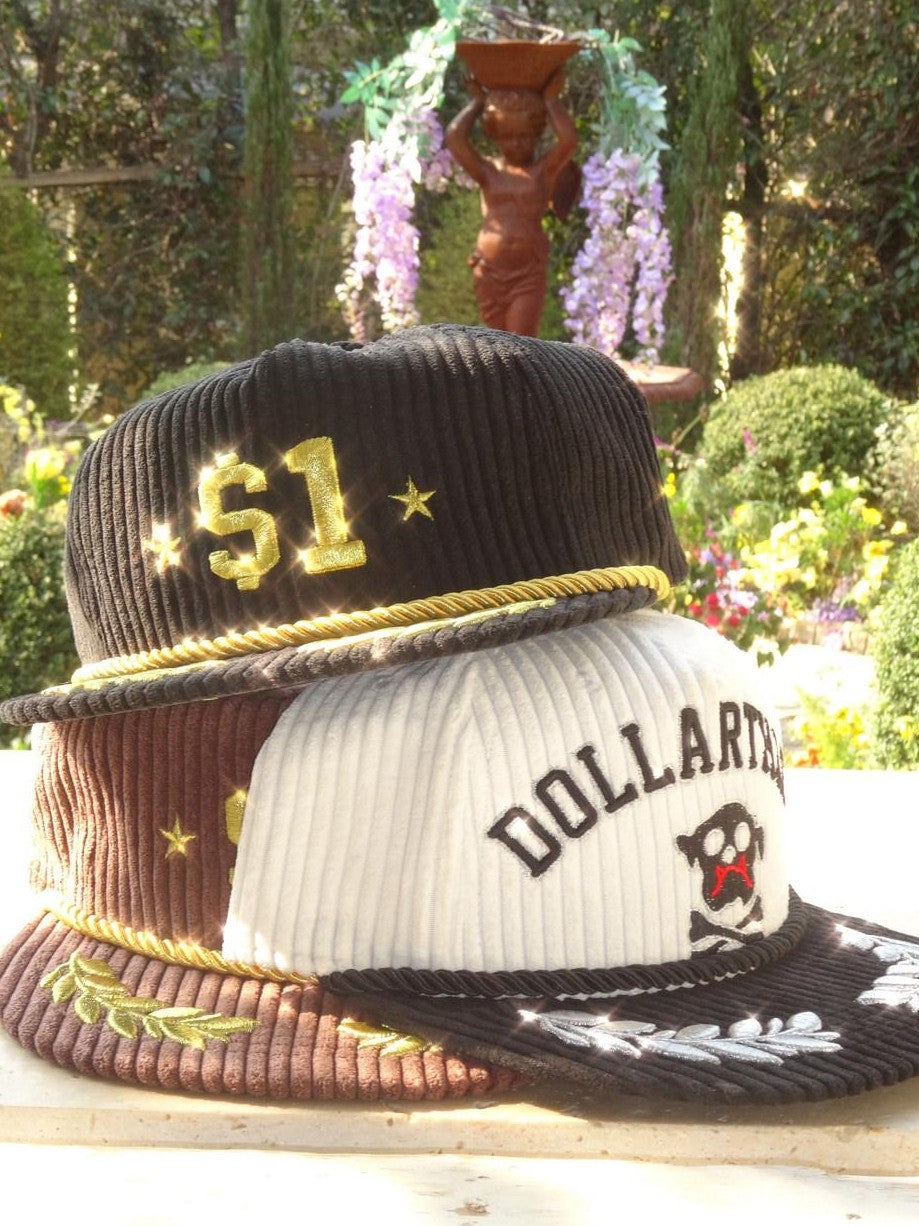 1JINN STUDIO Black White Embroidered Flat Brim Women&