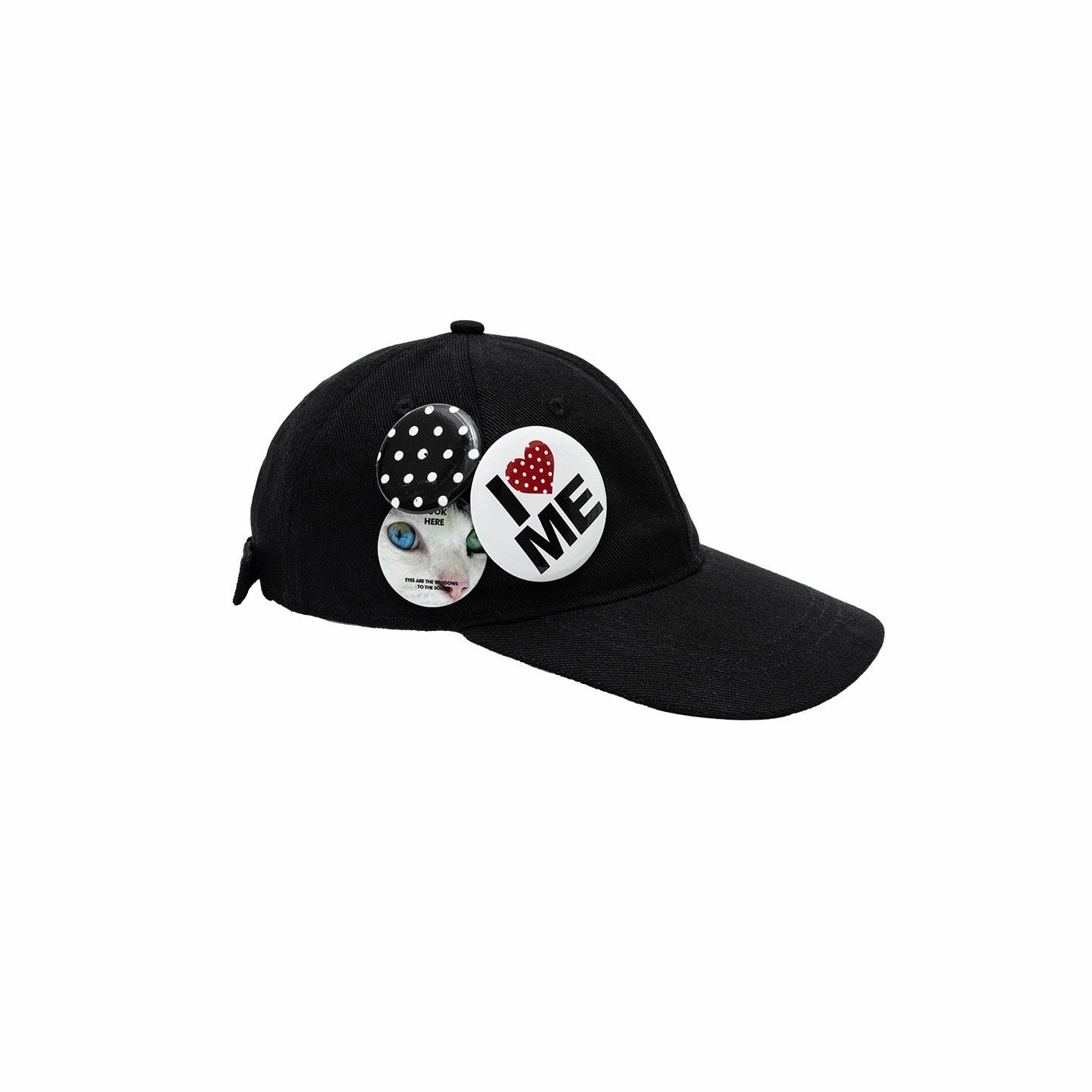 1JINN_STUDIO_Black_White_Polka_Dot_Animal_Print_Badge_Patch_Flat_Brim_Women&
