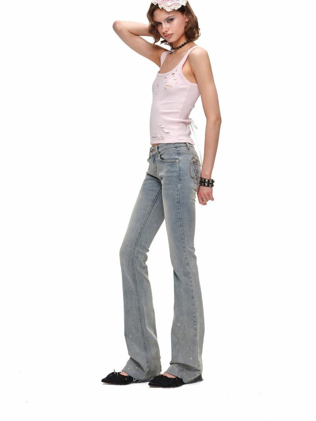 1JINN STUDIO Brushed Heavy Embroidery Ink Splatter Women&