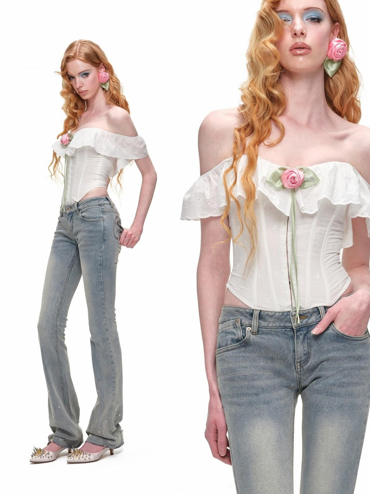 1JINN STUDIO Brushed Heavy Embroidery Ink Splatter Women&
