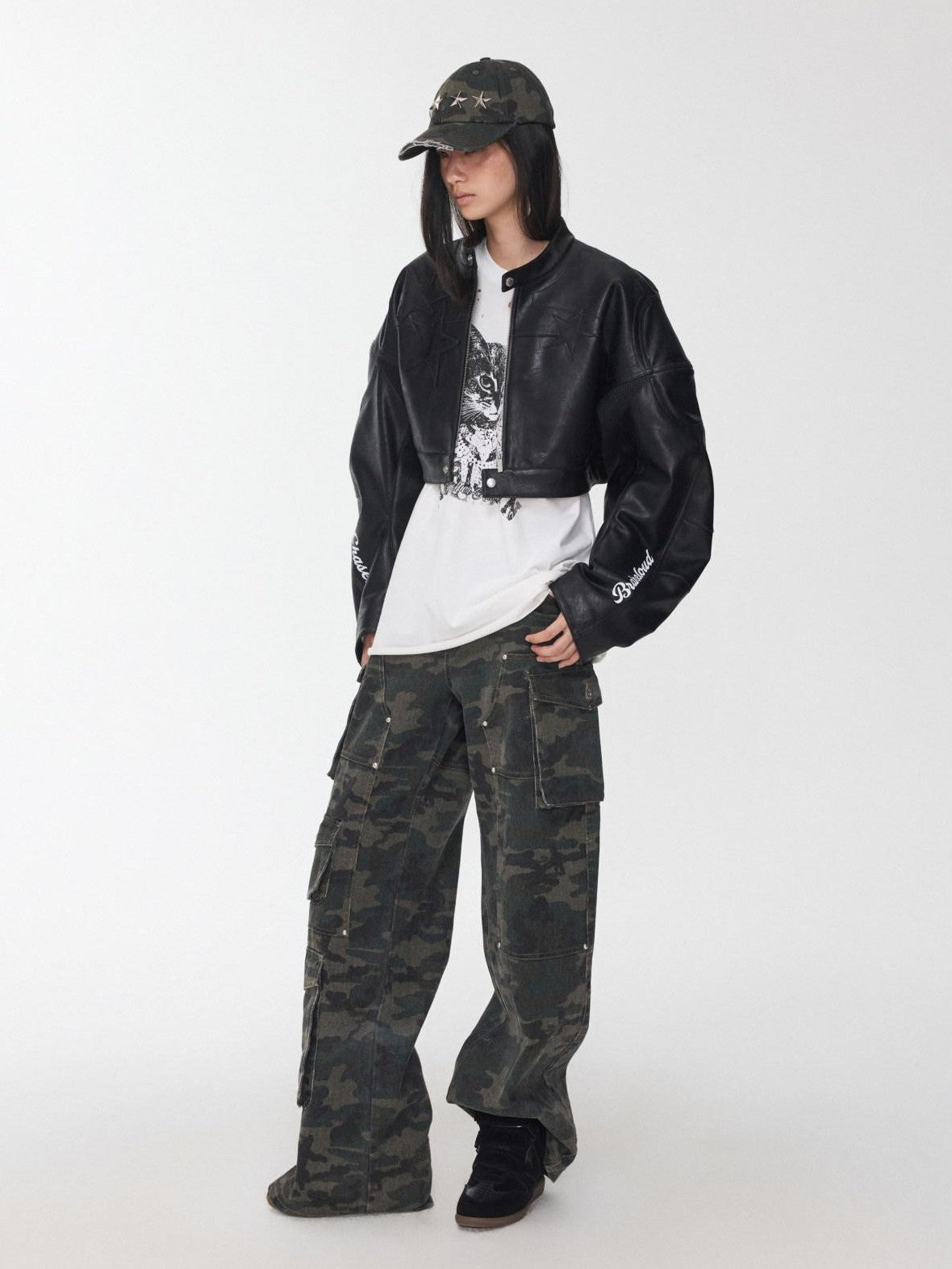 1JINN STUDIO Camo Vintage Washed Utility Multi Pocket Women&