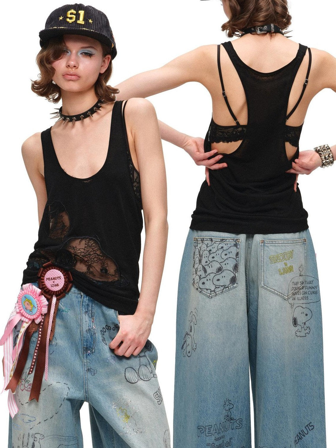 1JINN STUDIO Cartoon Printed Ribbon Badge Multiuse Women&