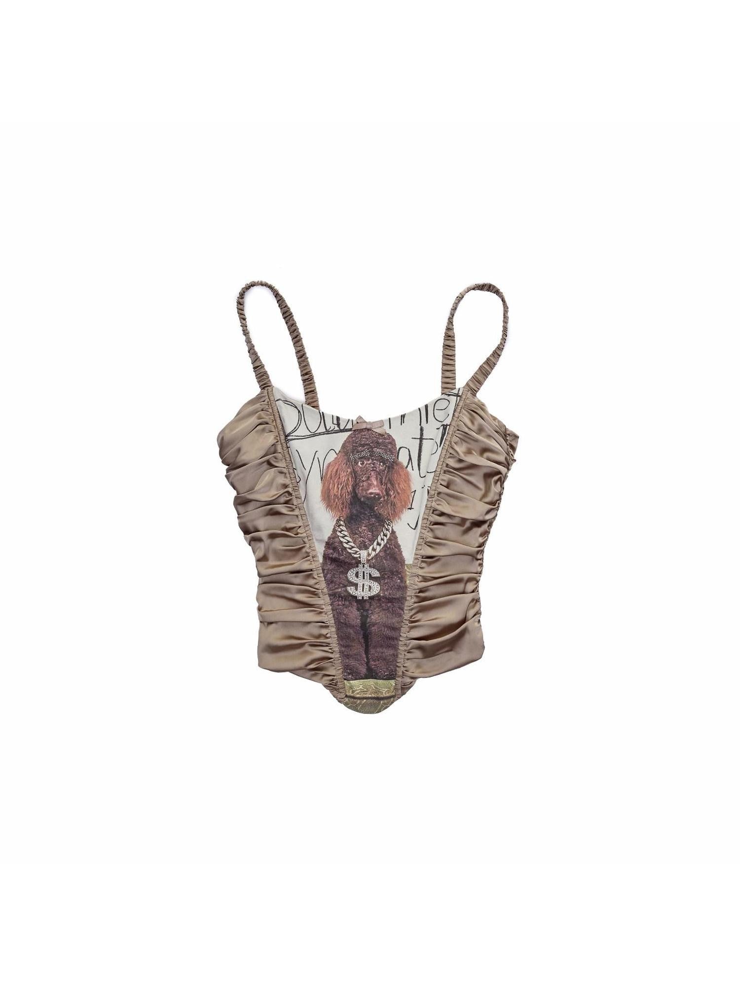 1JINN STUDIO Cat And Dog Print Slim Herringbone Splice Women&