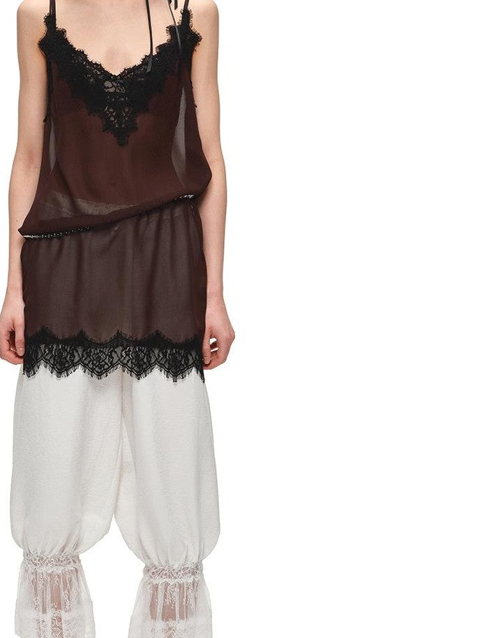 1JINN STUDIO Colorblock Deep V Lace Spliced Two Piece Women&