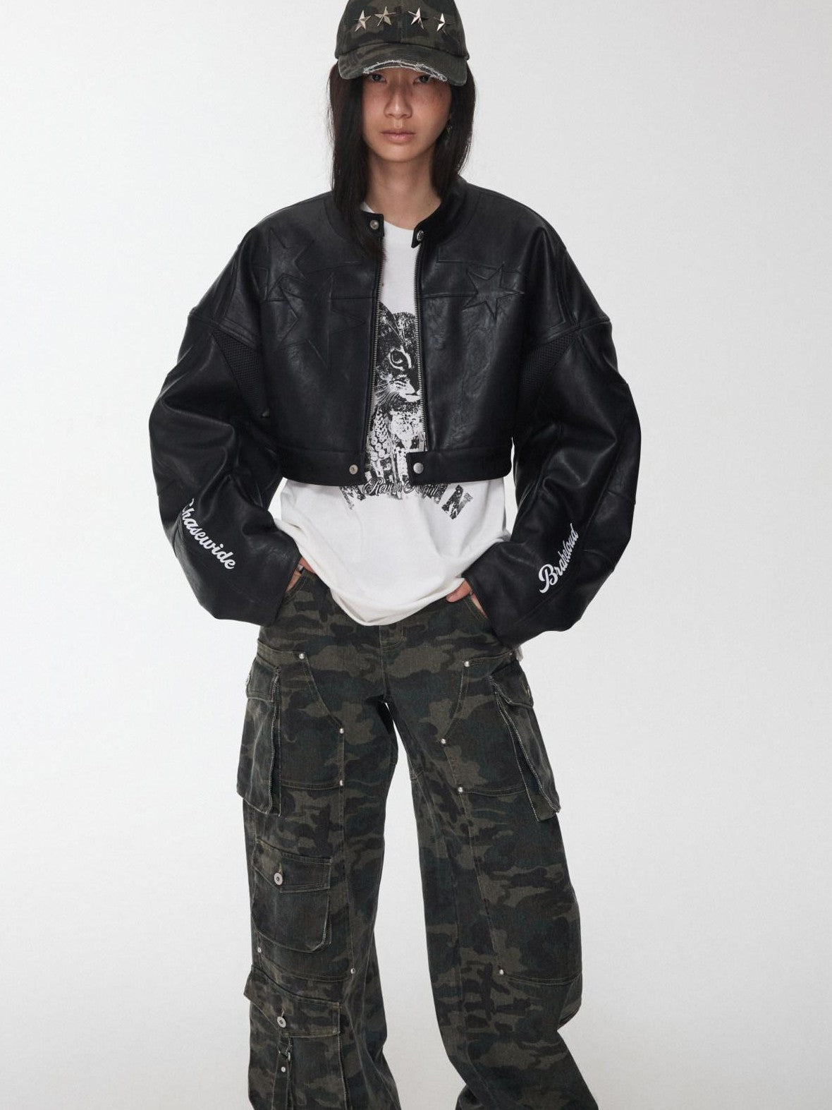 1JINN STUDIO Colorblock Letter Print Patch Structured Women&