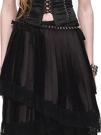 1JINN STUDIO Colorblock Satin Splice Lace Drawstring Irregular Pleated Women&