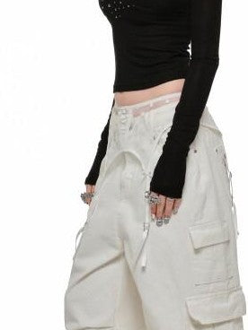1JINN STUDIO Deep V-neck Studded Rhinestone Slimming Women&