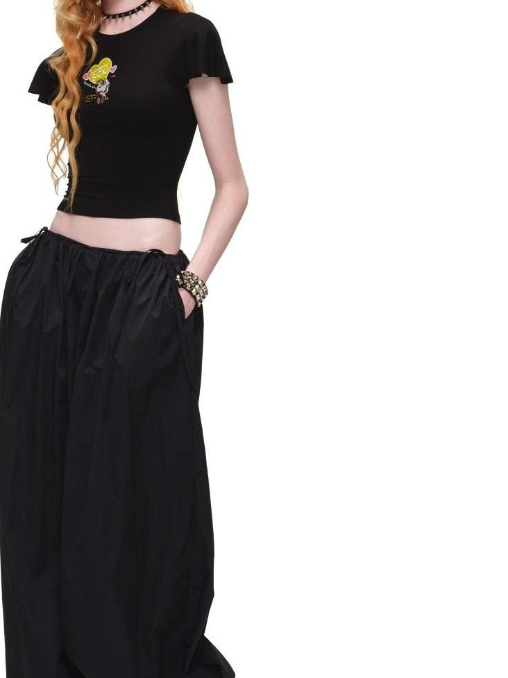 1JINN STUDIO Embroidered Flutter Sleeve Waist Cinch Fitted Women&