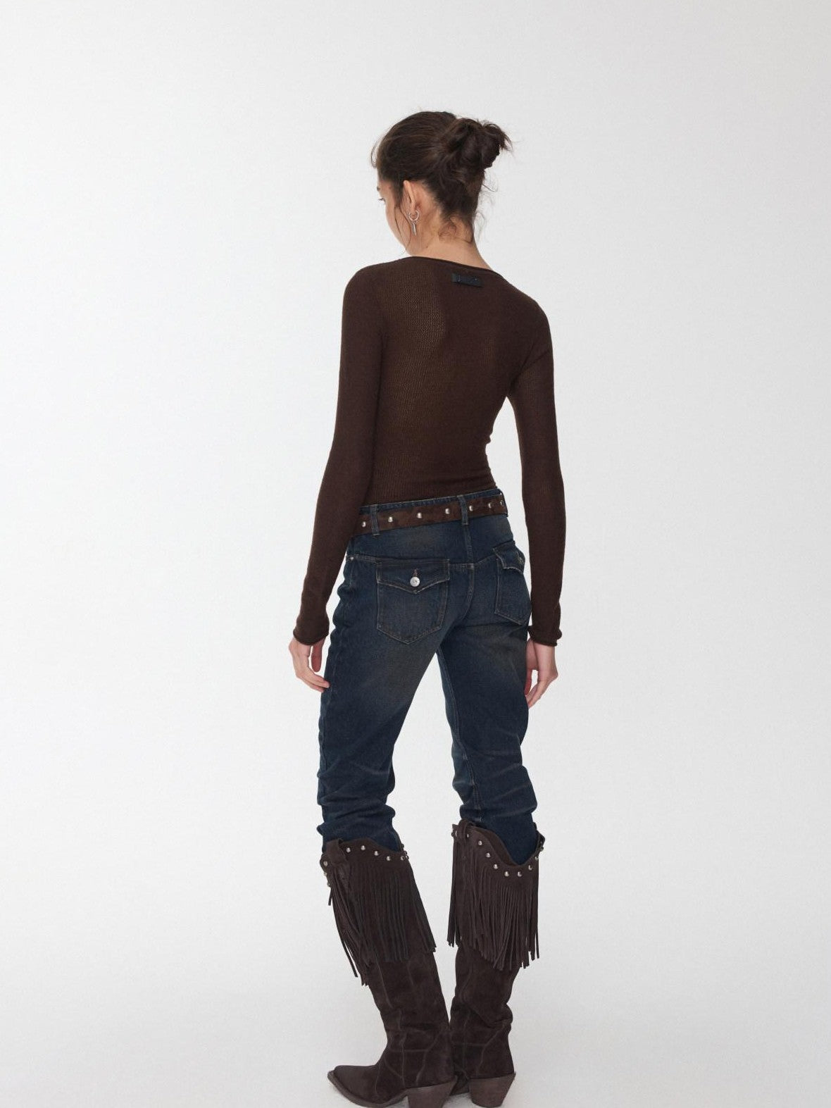 1JINN STUDIO Equestrian Jacquard Openwork Slim Fit Knit Women&