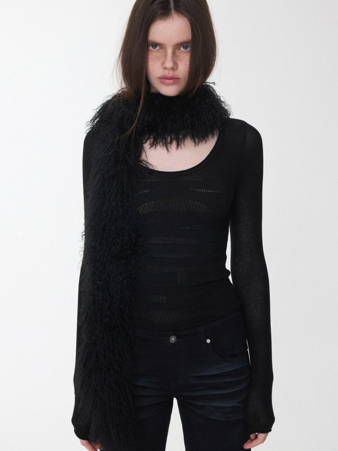 1JINN STUDIO Equestrian Jacquard Openwork Slim Fit Knit Women&