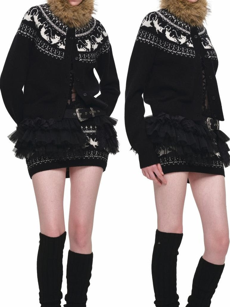 1JINN STUDIO Fair Isle Cat Jacquard Knit Women&