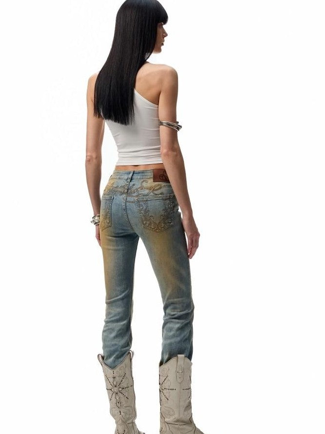 1JINN STUDIO Floral Print Hotfix Rhinestone Racerback Women&